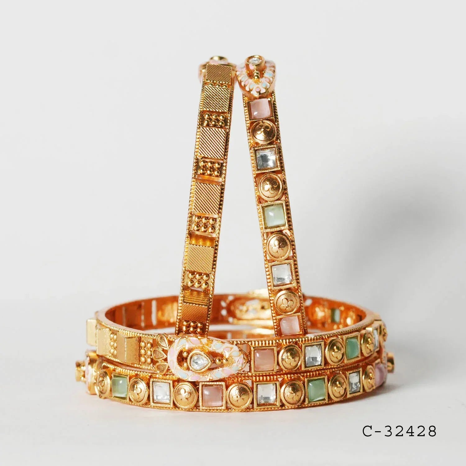 Antique Design Bracelet for Women, Beautiful Brass Kada Traditional Indian Jewelry - The Golden Cascade